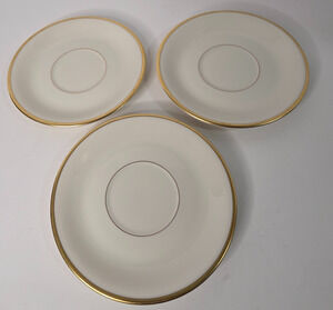 Pickard China Puritan 3000 A Gold Trim Plates Saucers Lot of 3 Vintage USA